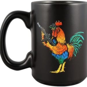 Black Rifle Coffee Company Tacticock Mug u2013 Funny Mug for Dad, Stainless Steel Cup with Patriotic Rooster Design u2013 Unique Gifts for Dad and Coffee Lovers - Black, 14 oz
